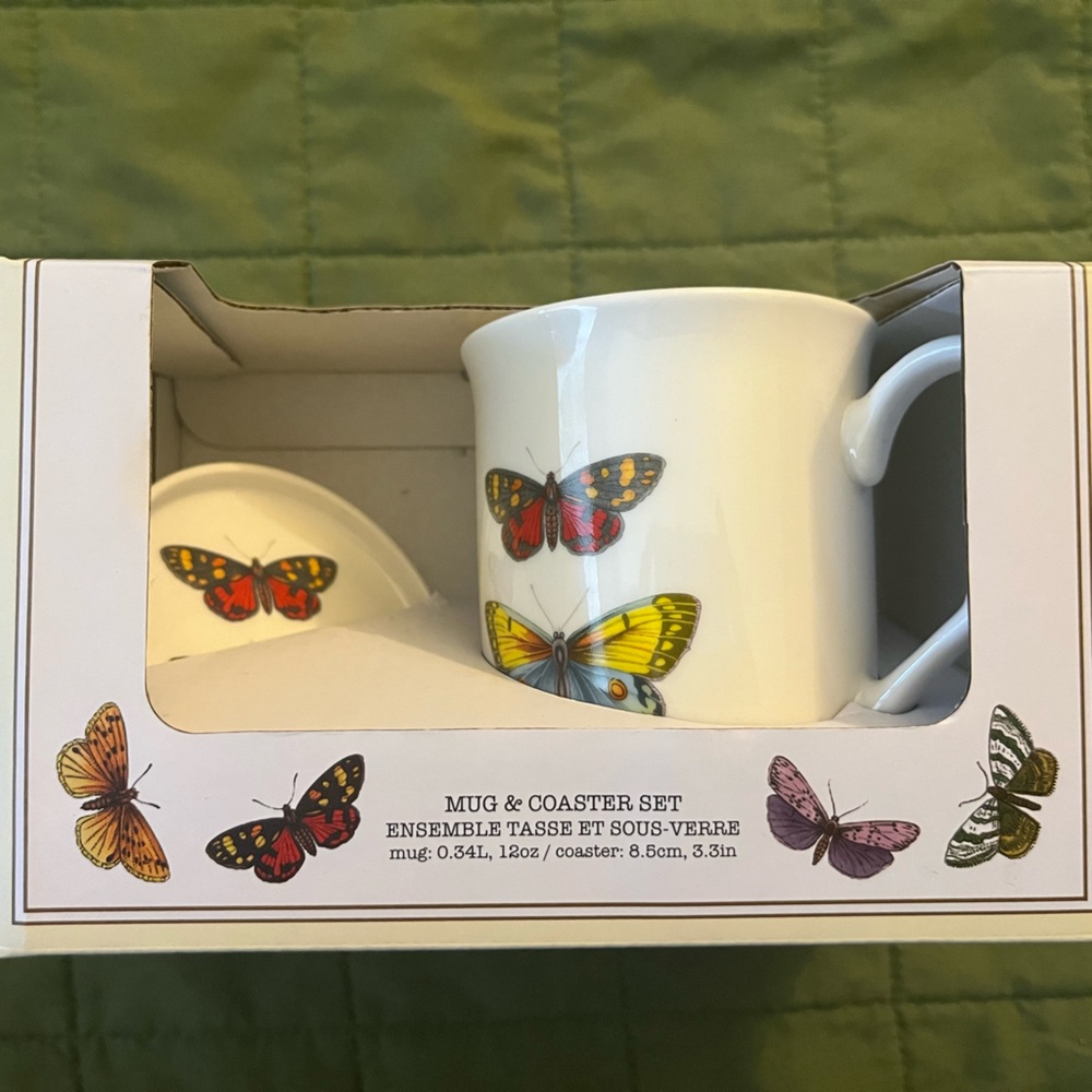 Portmeirion Butterfly Mug & Coaster Set 12oz